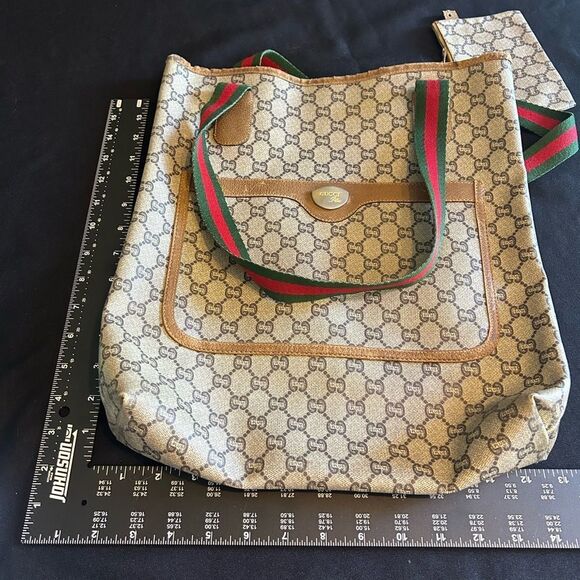 Gucci Plus Beige and Brown Tote Bag Good Vintage - Picture 10 of 13